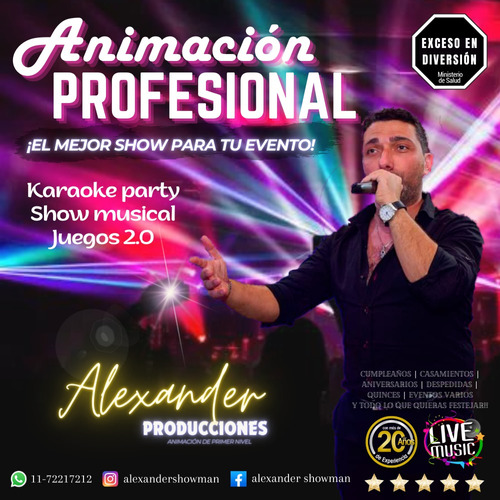 Animacion Karaoke, Show Musical Cantante En Vivo, Juegos 2.0