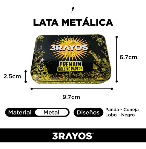 Kit Armador De Cigarrillo + Sedas Y Tips X 100 + Lata 3rayos Negro