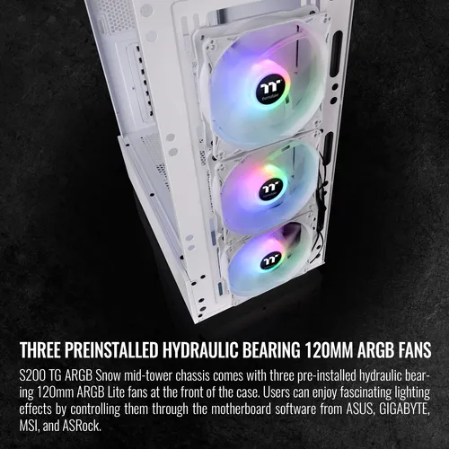 Gabinete Thermaltake S200 Tg Argb Snow Atx Mid Tower Blanco