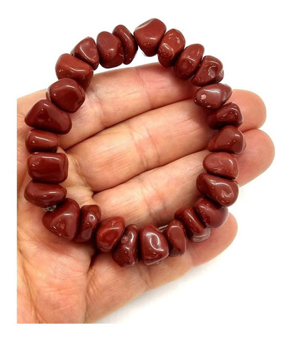 Pulseira De Cascalho Jaspe Vermelho Pedra De Proteção Chakra