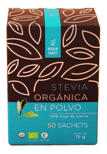 Endulzante Mayan Sweet Stevia Polvo Verde Organico 50 Sobres