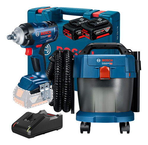 Kit Chave Impacto Aspirador 10lts Bosch 18v Bivolt Combo Nf