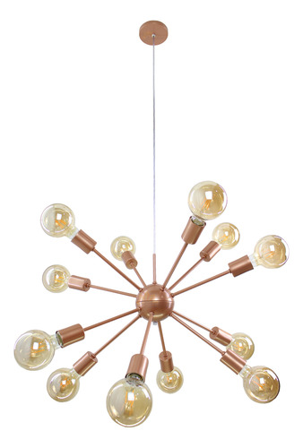 Lustre Pendente Sputnik Moderno Átomo Rose - 12 Braços 110V/220V