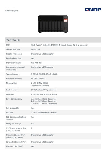 Nas Storage Qnap Ts873a 16gb Ryzen Raid +switch 5p 2.5g