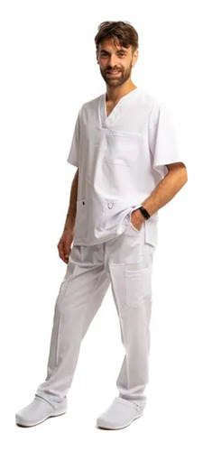 Conjunto Médico Enfermero Elastizado Unisex Blanco