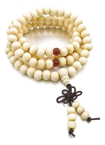 Collar De Madera De 8 Mm, Sandalia Blanca Tibetana, 108 Unid