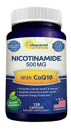 Nicotinamida Con Coq10 - Vitamina B3 500 Mg - Coenzima Q10 E