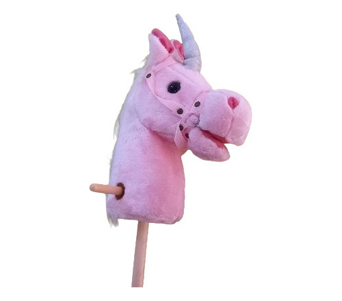 Caballo Unicornio De Palo Peluche Juguete Con Sonido Rosado