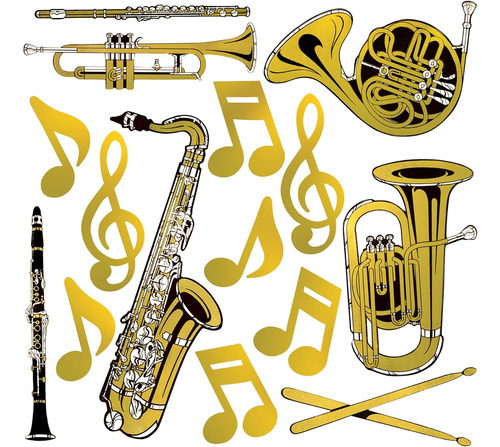 Recortes De Instrumentos Musicales De Lámina De Oro (1...