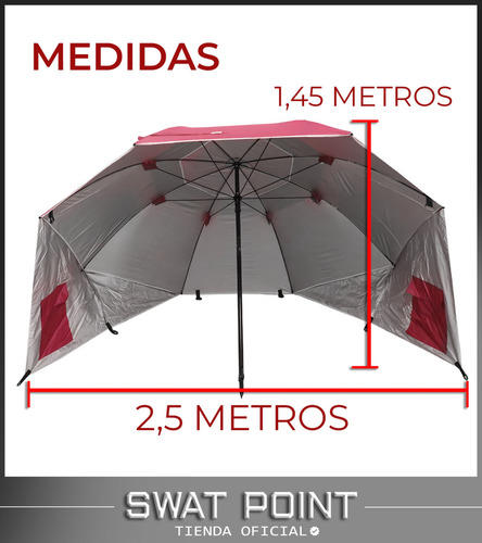 Sombrilla Carpa Playera Refugio Playa Rompeviento 250 Cm Rojo
