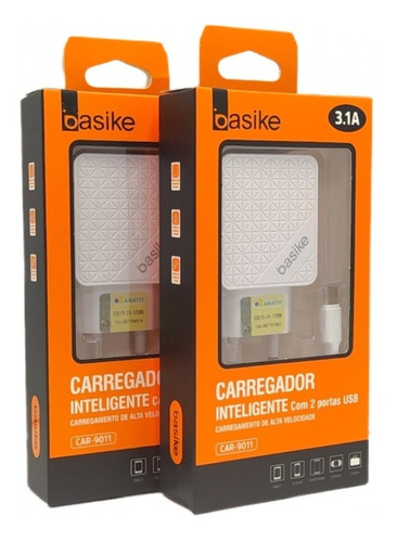 Carregador Celular Turbo Tipo C 2 Usb Smartphone Basike