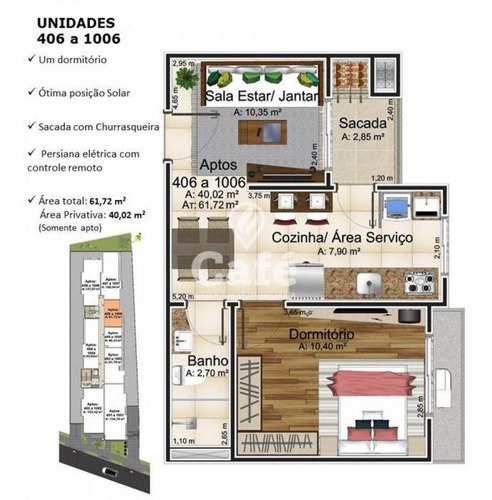 Imagem 2 de 8 de Apartamento 1 Dormitórios - Nossa Senhora De Lourdes, Santa Maria / Rio Grande Do Sul - 2802