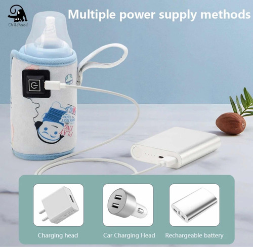 Calentador De Mamilas Y Biberones Usb Portátil Azul