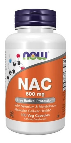 Now Foods Nac Nac N-acetil Cisteina 600 Mg 100 Vegcaps Sfn Sabor Sin sabor
