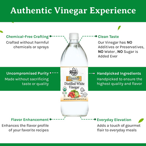 Vinagre Blanco Orgánico Crudo Sin Filtrar 946 Ml Vegano Kosh