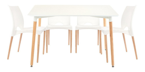 Juego de comedor Garden Life Garden Life Eames - Cannes color blanco con 4 sillas mesa de 120cm de largo máximo x 80cm de ancho x 82cm de alto