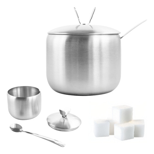 Azucarera Mielera Yerbera Acero Inox Esmerilado Deco Moderno Color Acero Esmerilado