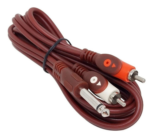 Cabo 2 Rca + 1 P10 Mono Vermelho Profissional 1,8m Mxt