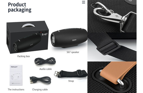 Bocina Bluetooth Zealot S67 75w Portátil Negra Negro