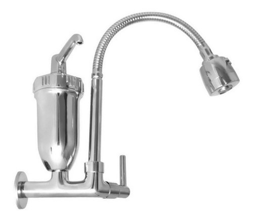 Torneira Filtro Cozinha Parede Gourmet Ducha Cromado C-72 Cor Prateado