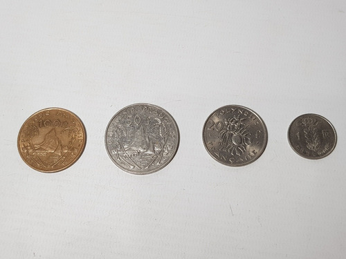 Antiguas Monedas Francesas 2 Polynesia Lote X 4 Mag 57989