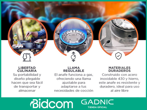 Anafe A Gas De Cocina Portátil Gadnic Cpan21 Camping Pesca