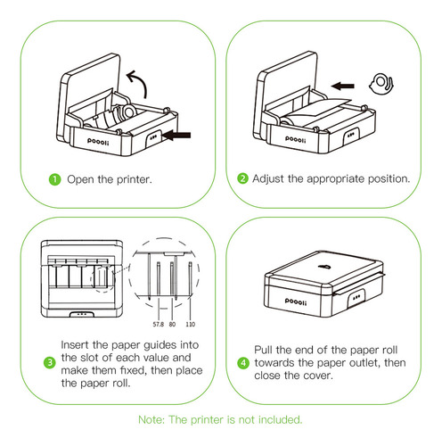 Cx Rollo De Papel Térmico Blanco No Adhesivo Poooli De 110