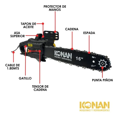 Motosierra Eléctrica Konan 2000w Espada 40cm 16 Poda