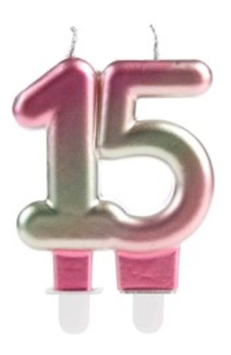 Vela De Aniversário 15 Anos Rosa E Dourada - 01 Unidade - Si