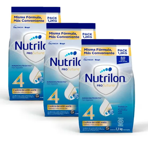 Set Nutrilon Leche En Polvo Nutricia Bago Numero 4 1,2kg X 3