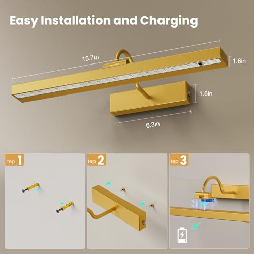 Lámparas De Pared Recargables 15.7 Temporizador Control Remo