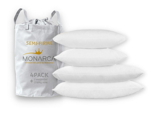 4 Pack Almohada Hotelera Good Night 2 Estandar + 2 King Size