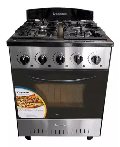 Cocina Industrial 4 Hornallas Acero 56 Cm Con Horno Pizzero