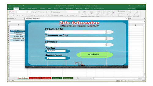 Excel Para Registro De Tareas En Yacimientos Petrolíferos
