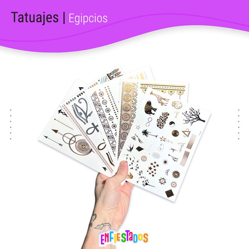 Tatuaje Metalizado Tattoos Temporal Adulto Disfraces Diseños Egipcios