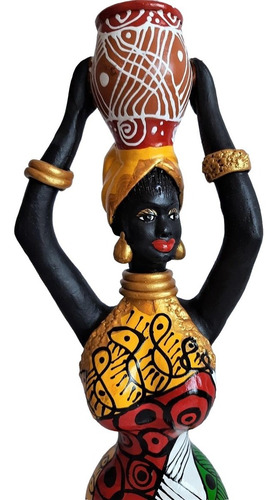 Imagem 5 de 6 de Boneca Africana Colorida Vaso Na Cabeça Artesanato Caruaru