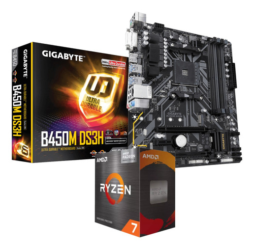 Kit Placa Mãe Gigabyte B450m Ds3h Ryzen 7 5700g Igpu Vega 8