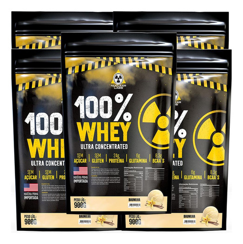 Kit 5x Whey Protein Ultra 4,5kg Baunilha Black Cobra