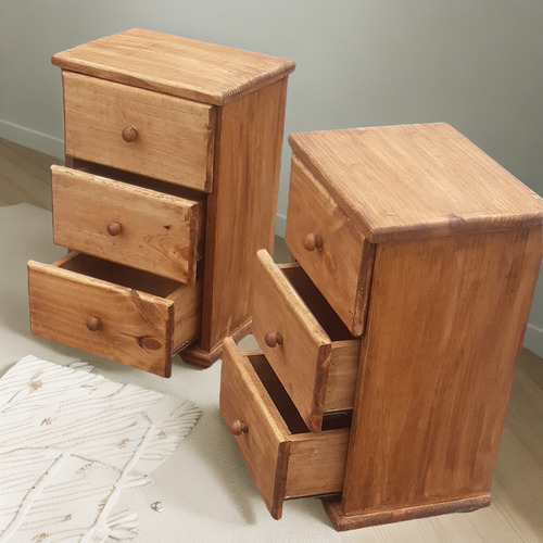Velador De Madera 3 Gavetas