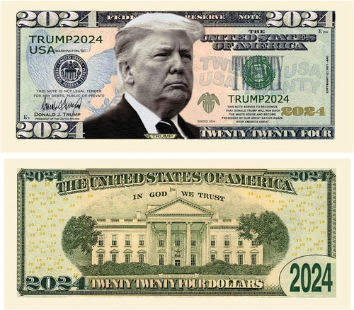 Billete De Dólar 2024, Pack De 50, Impresión A Todo Color