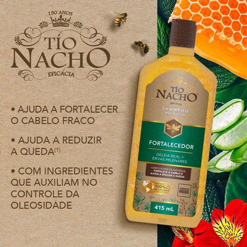 Kit C/ 3 Tio Nacho Shampoo Antiqueda Ervas Milenares 415ml