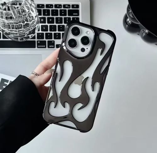 Funda Iphone Llama Fuego Iphone 13 14 15 16 Pro Pro Max Negro 13/14/14