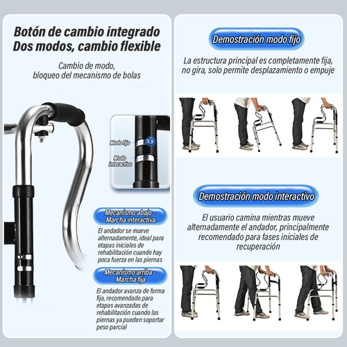 Andadera Plegable Multiuso Doble Apoyo Con Ruedas Asiento