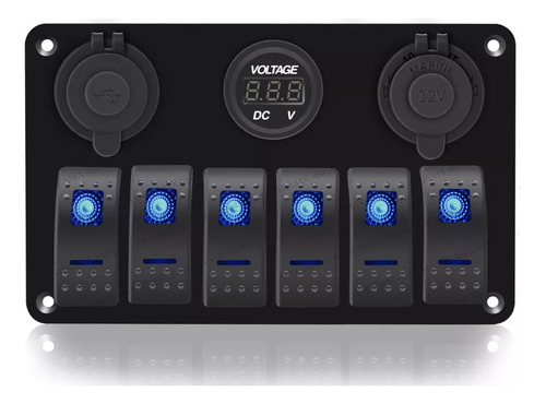 Panel De Interruptor De 6 Bits Medidor De Voltaje Usb Dual