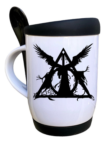 Taza Con Cuchara Reliquias De La Muerte Harry Potter 320ml Negro Harry Potter