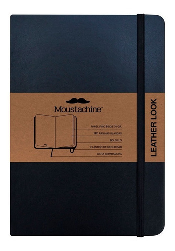 Libreta Moustachine Classic Leather Look Negro Pocket A6