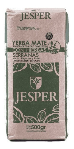 Yerba Mate Jesper Con Hierbas Serranas Sin T.a.c.c 500g