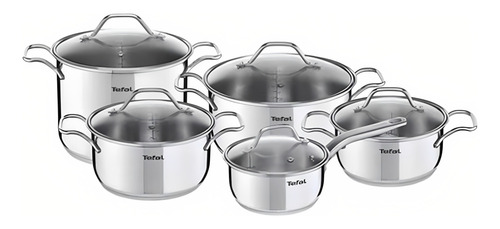 Batería De Cocina 10 Pzs Tefal Ollas Cacerolas Tapas Vidrio