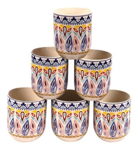 Set X 6 Taza Té Tacita Cuenco 150cc Cerámica Deco Azteca