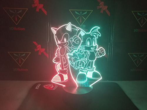Imagen 5 de 11 de Lampara Mesa Sonic Tails Base Dual Negra